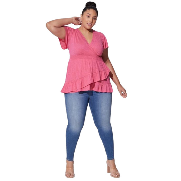 Torrid Cotton 🎀 Faux Wrap Top 🎀 size 2 (2x) - Picture 3 of 11